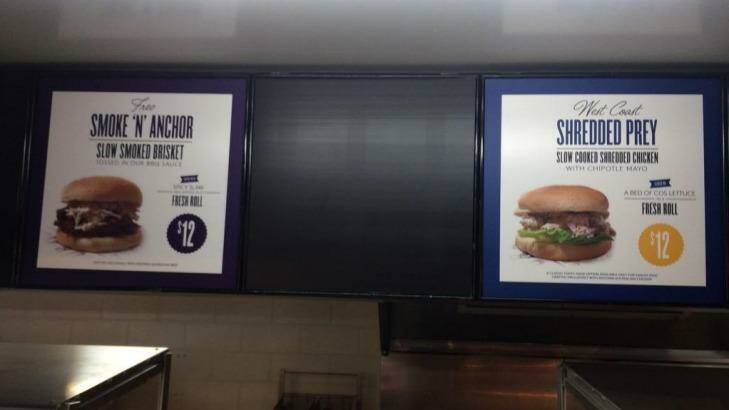 Two of the new 2015 burgers on display at Domain. Photo: Nine News /  Twitter