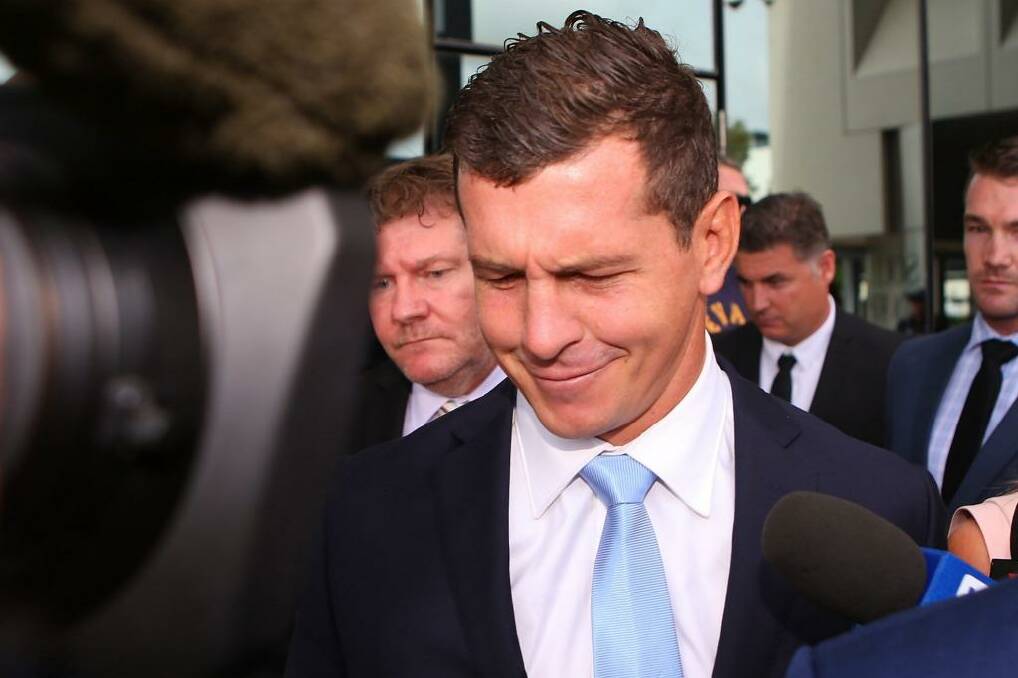 Not named: Greg Bird, seen  leaving Southport Magistrates Court on Monday, has not been named by the Titans. Photo: Chris Hyde