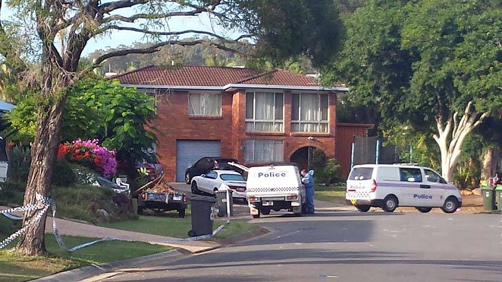 Police work at one of the crime scenes in Carina Heights. Photo: Fairfax Radio 4BC News