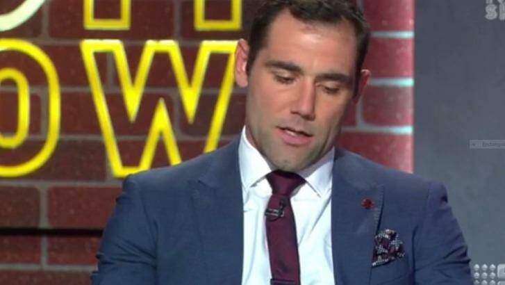 Melbourne Storm captain Cameron Smith on the Footy Show on Wednesday night. Photo: Channel Nine