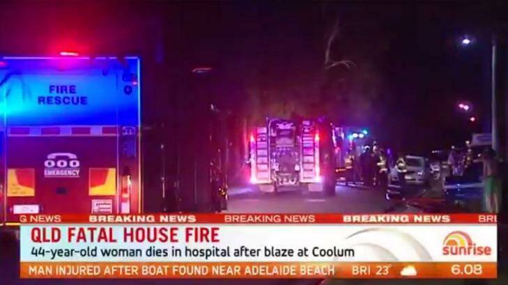 Emergency crews investigate a house fire that killed a woman at Coolum Beach. Photo: Seven News