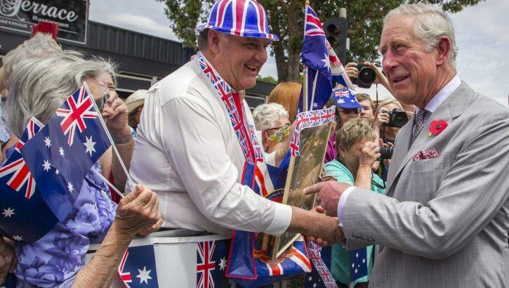 Prince Charles meets with well-wishers at Tanunda. Photo: Ben MacMahon
