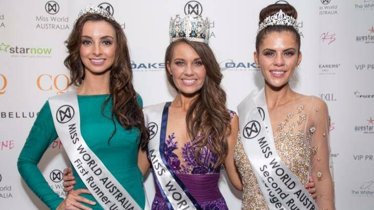 Miss World Australia 2014 Courtney Thorpe (centre) with runners up. Photo: Supplied