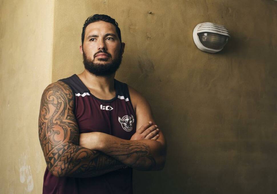 Manly man: Feleti Mateo has finally landed at Brookvale Oval as a Sea Eagles player. Photo: James Brickwood