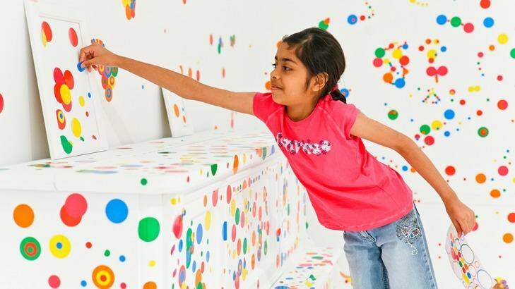 Colour everywhere in the Obliteration Room at GOMA, Brisbane. Photo: Supplied