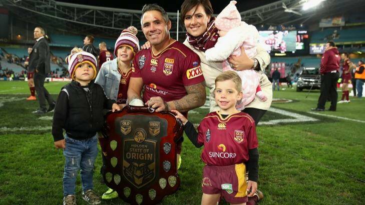 SYDNEY, AUSTRALIA - JULY 13: Corey Parker of the Maroons poses with his wife Margaux and family after winning the series following game three of the State Of Origin series between the New South Wales Blues and the Queensland Maroons at ANZ Stadium on July 13, 2016 in Sydney, Australia. (Photo by Cameron Spencer/Getty Images) Photo: Cameron Spencer