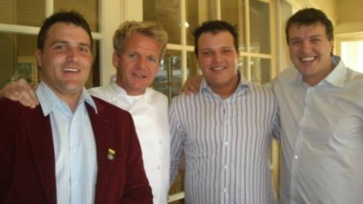 Allen, Peter and Daniel Milos with Chef Gordon Ramsay. Photo: Supplied