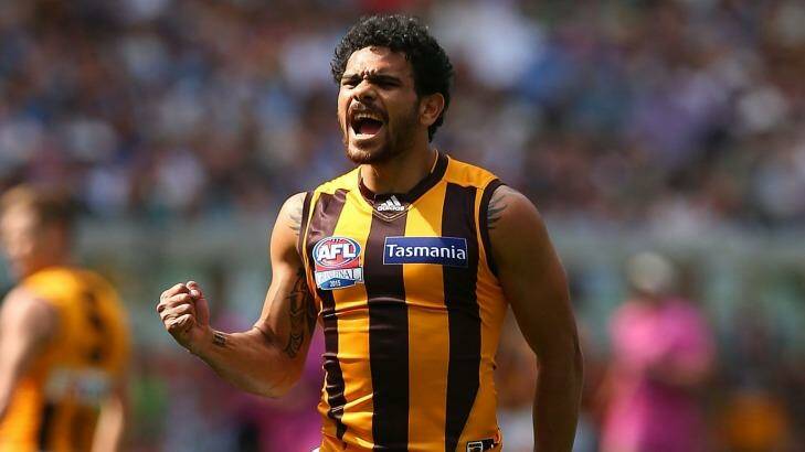 Cyril Rioli was one of the Hawks' best. Photo: Graham Denholm