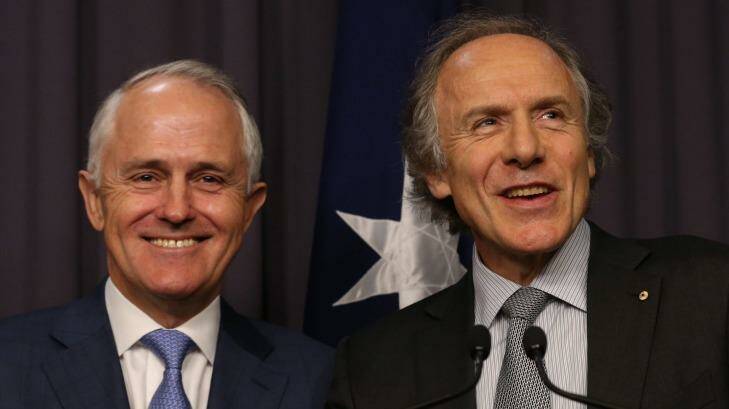 Prime Minister Malcolm Turnbull announces Dr Alan Finkel as the Chief Scientist on Tuesday. Photo: Andrew Meares