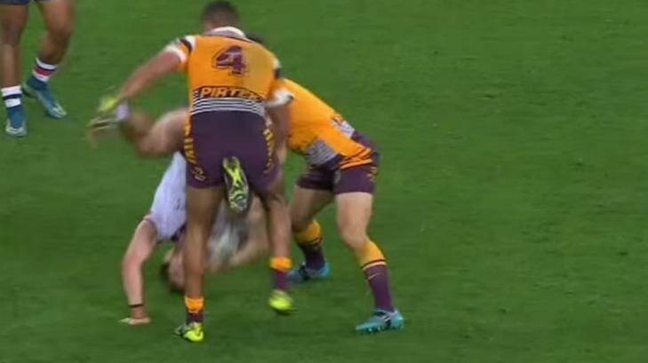 Aidan Guerra will testify in Justin Hodges' defence after he was upended by the retiring Bronco in this tackle.