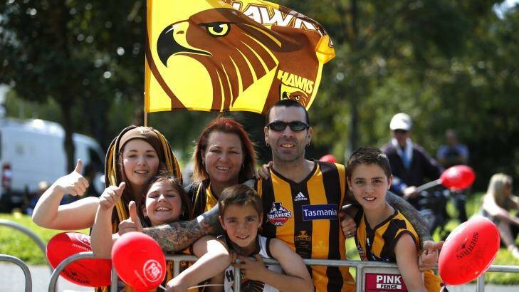The Bruno family travelled from Sunbury for the grand final parade. Photo: Eddie Jim