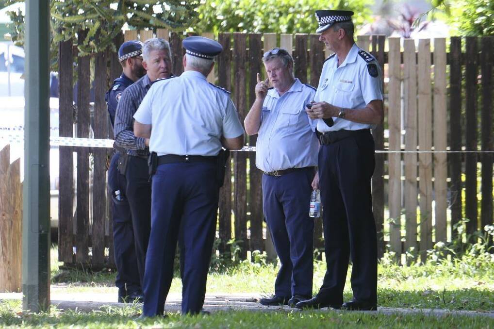 Police at the scene in Murray St Manoora in Cairns where the mutliple stabbing occured.  Photo: Dominic Chaplin