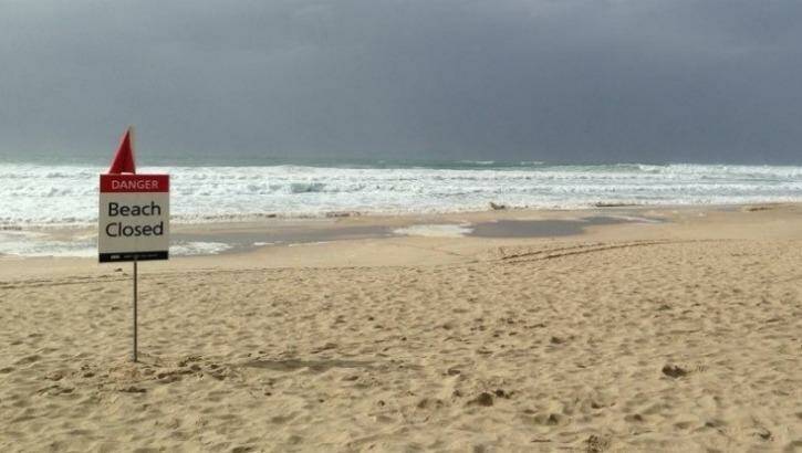 Gold Coast beaches have been closed due to high winds and strong currents.  Photo: Kendall Gilding/Seven News, via Twitter