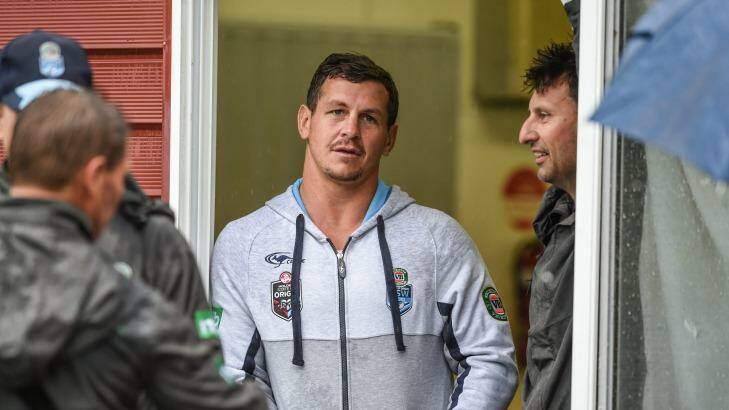 Picking Bird's brain: suspended Titan Greg Bird with NSW coach Laurie Daley in camp at Coffs Harbour Photo: Brendan Esposito