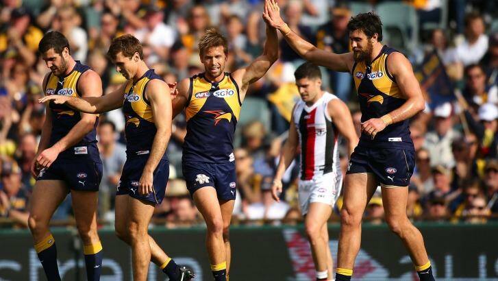 Josh Kennedy and the Eagles had a field day against the Saints. Photo: Paul Kane