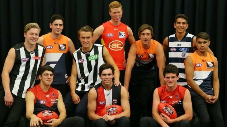 The top 10 draft picks from the 2014 AFL draft. Photo: Chris Hyde
