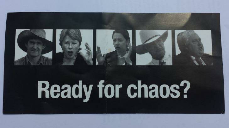 An LNP pamphlet that has prompted legal action by Katter's Australian Party. Photo: Kristian Silva