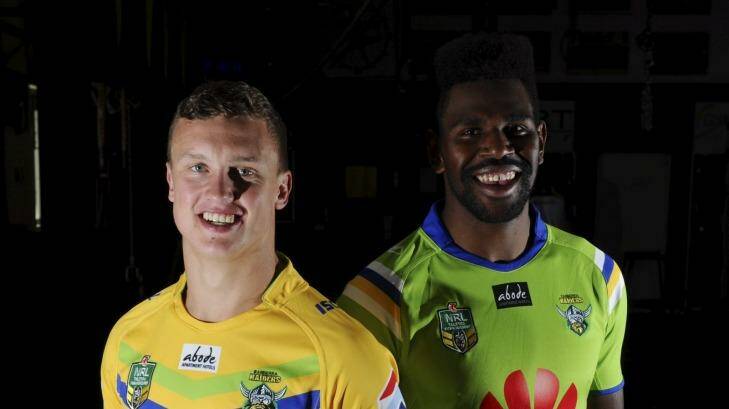 Edrick Lee and Jack Wighton are hopeful an injury-free run will allow them to play more games together this year.  Photo: Graham Tidy