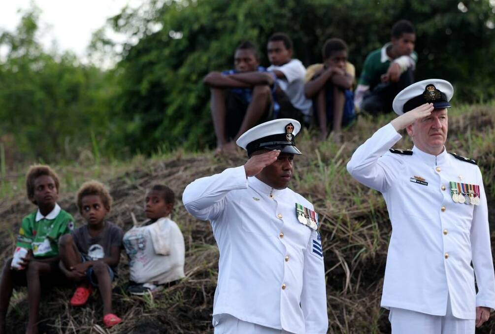 The dawn service in Rabaul, Papua New Guinea, to commemorate 100 years since the first Australian losses of the World War I. Photo: Janie Barrett