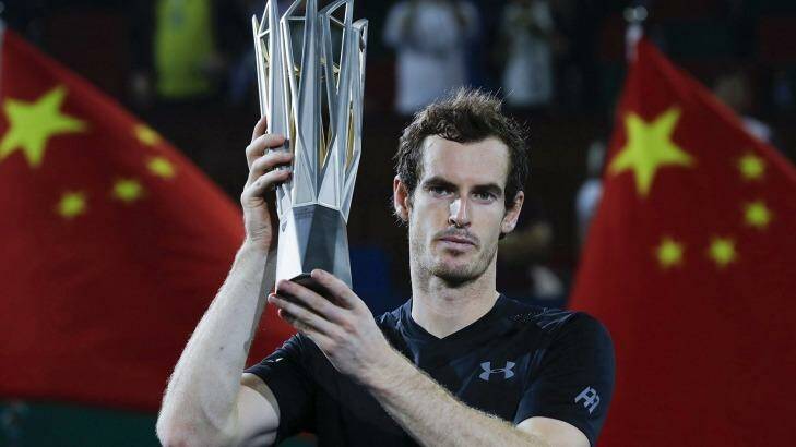 Andy Murray with trophy after winning his men's singles final match against Roberto Bautista Agut. Photo: Lintao Zhang