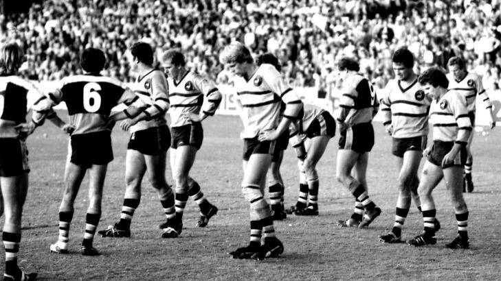 Bridge too far: The Sharks take in defeat in the 1978 grand final replay against Manly. Photo: Fairfax