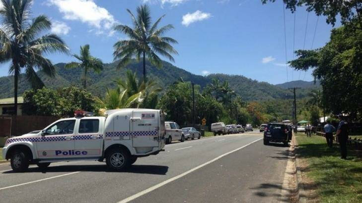 Police at the scene of the Cairns stabbing. Photo: Sharnie Kim/ABC News, via Twitter