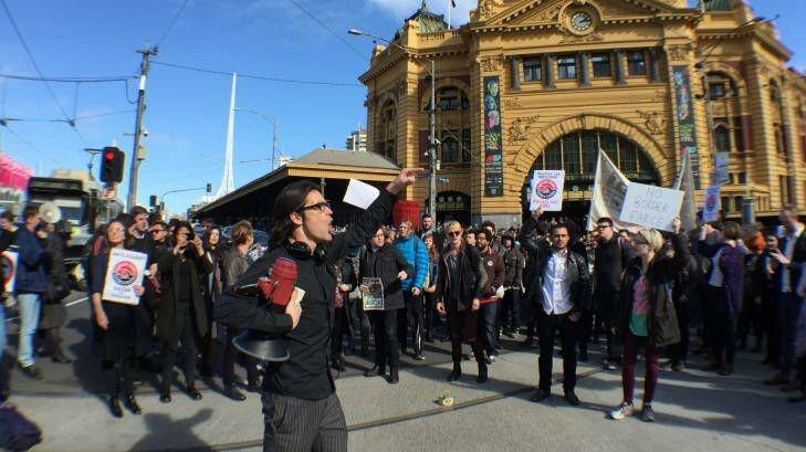 Protesters rally against the Australian Border Force in Melbourne. Photo: Joe Armao