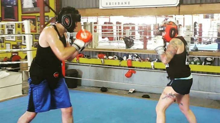 Rawlings is bouncing back from injury, sparring recently at the Coorparoo Boxing Gym. Photo: Facebook