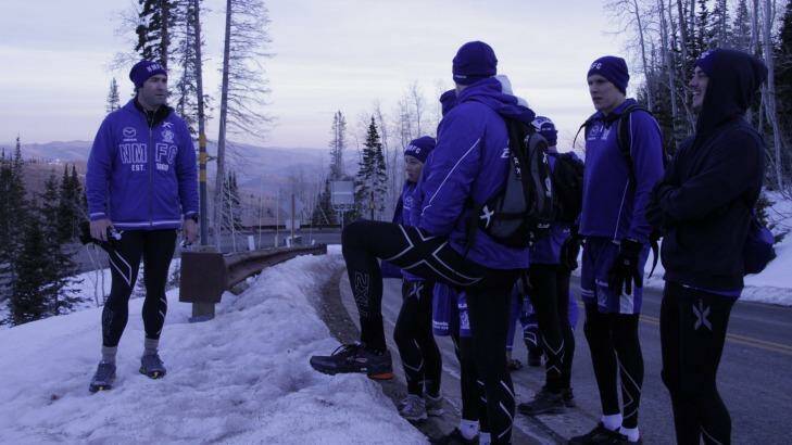 North Melbourne players at a pre-season training camp in Utah.  Photo: Tanya Ingrisciano