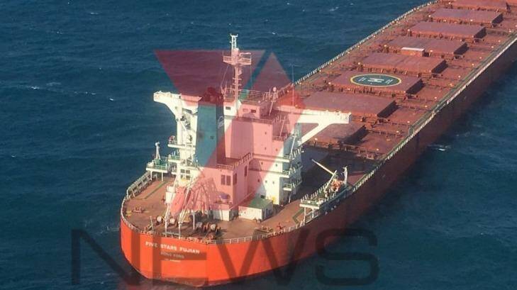 Coal vessel Five Stars Fujian. Photo: 7 News Queensland