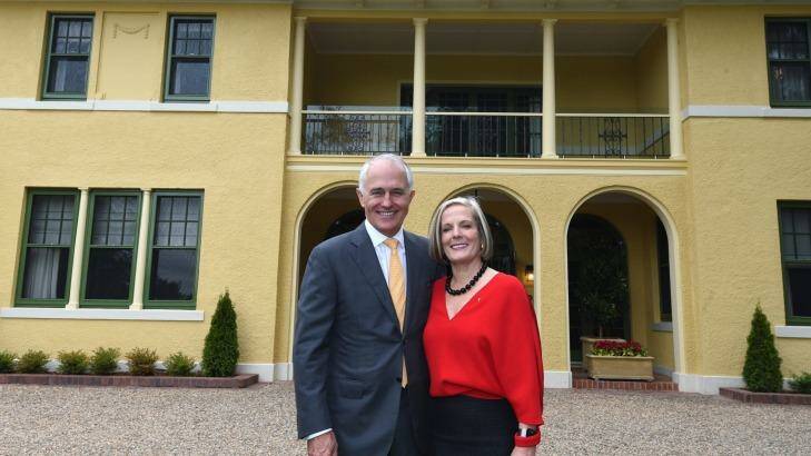 Prime Minister Malcolm Turnbull and wife Lucy at the newly renovated Lodge.