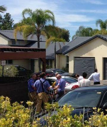 A man was injured and a garage was damaged in a suspected explosion at a home in Robina. Photo: Seven News