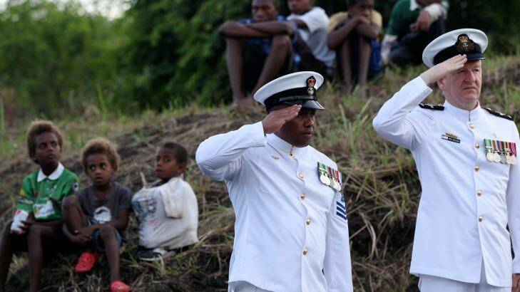 The dawn service in Rabaul, Papua New Guinea, to commemorate 100 years since the first Australian losses of the World War I. Photo: Janie Barrett