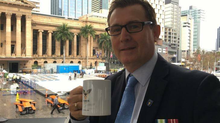 3 Elements Coffee founder and ex-serviceman Terry McNally launched the Allied brew in Brisbane on Tuesday. Photo: Cameron Atfield