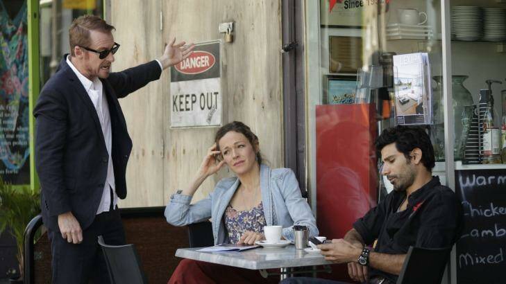 'Delicious' to film: Richard Roxburgh (left) and Caroline Brazier (middle) in season four of <i>Rake</i>. Photo: ABC