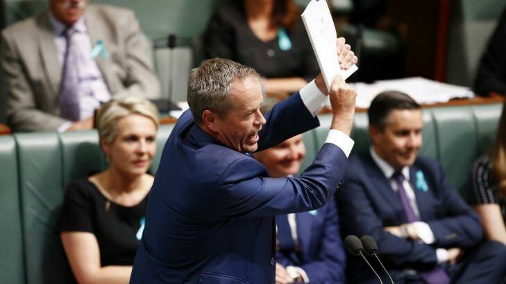 Bill Shorten during Question Time at Parliament House. Photo: Alex Ellinghausen