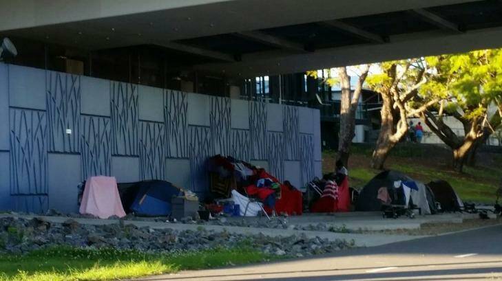 Rough sleepers have been camping out underneath the Go Between Bridge for weeks. Photo: Supplied