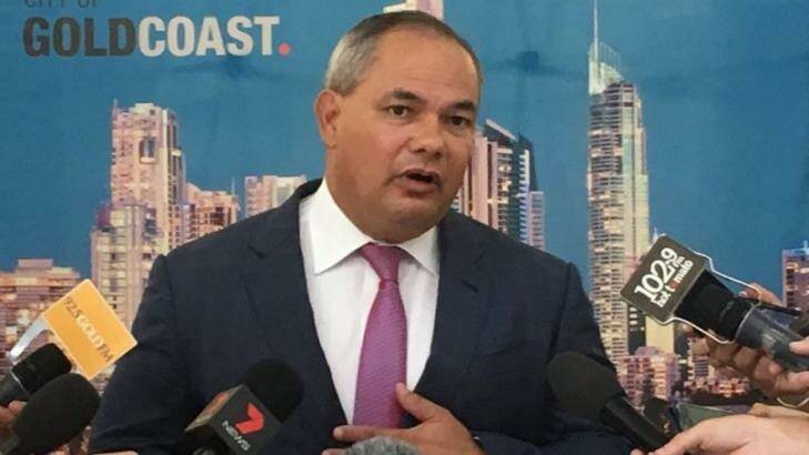 Gold Coast mayor Tom Tate unveils the wastewater plan to irrigate new parklands at Southport Spit. Photo: Supplied