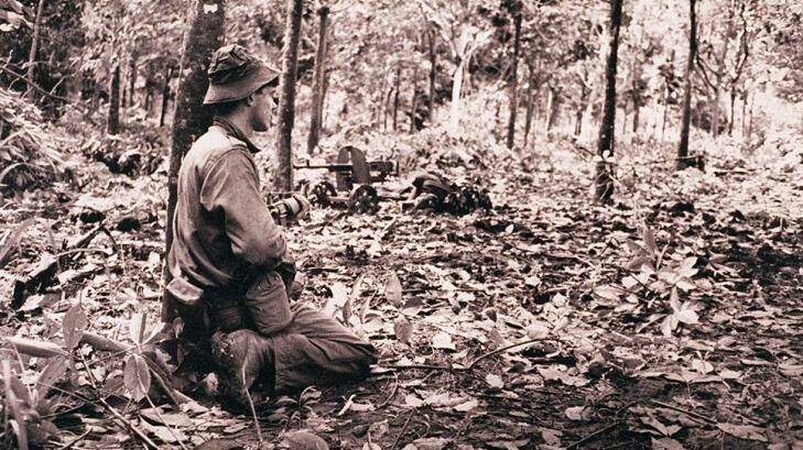 Australian soldiers during the battle of Long Tan in Vietnam. Photo: Australian War Memorial