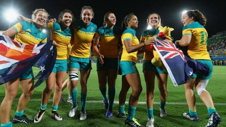The Olympic gold-medal winning Australian women's team will play in the Sydney leg of the Sevens World Series. Photo: Alexander Hassenstein