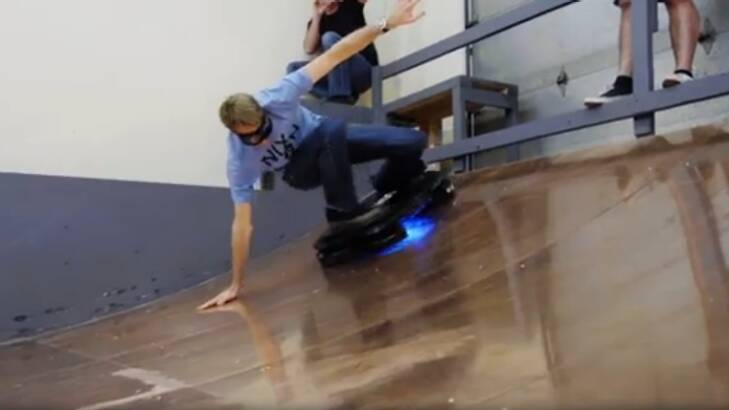 Pioneer: Tony Hawk test-rides the contraption.