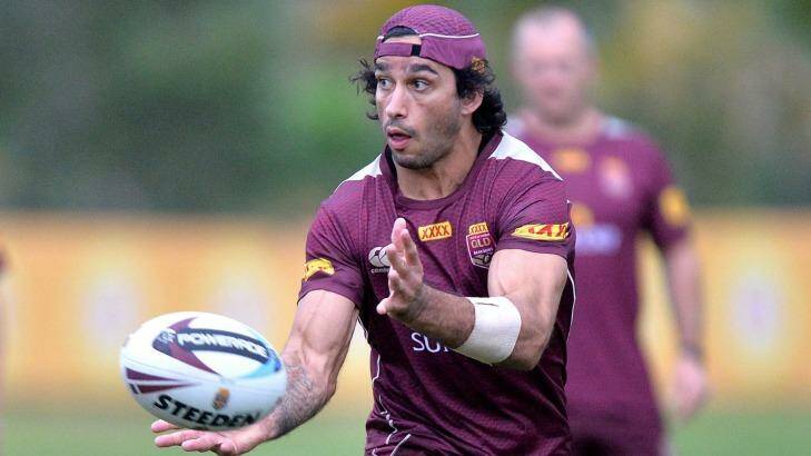 Concerned: Marrons five-eighth Johnathan Thurston passes the ball during training at Sanctuary Cove in Brisbane. Photo: Bradley Kanaris