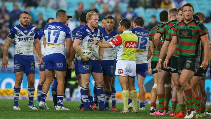 On report: But the match review committee found james Graham had no case to answer after aiming a kick at Sam Burgess on Friday night. Photo: Jason McCawley