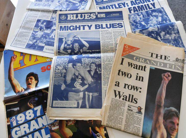 Newspapers from 1987.Carlton - 30-year reunion since Blues' 1987 premiership. 16th August 2017 Fairfax Media The Age news Picture by Joe Armao
