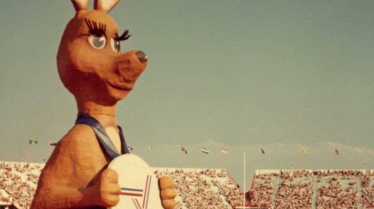 The four-storey high, winking Matilda statue, the mascot of the 1982 Commonwealth Games. Photo: The Royal Historical Society Brisbane