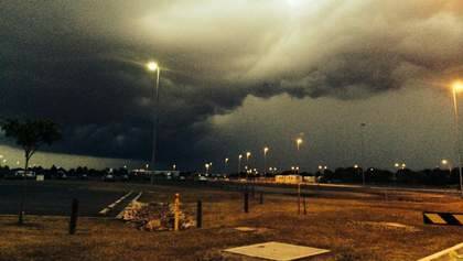 Brisbane Airport as seen in Saturday's storm. Originally posted to Higgins Storm Chasing Facebook page. Photo: Renee Whish