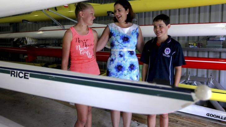 Opposition Leader Annastascia Palaszczuk speaks with locals at the Rockhampton Fitzroy Rowing Shed.  Photo: Renee Melides
