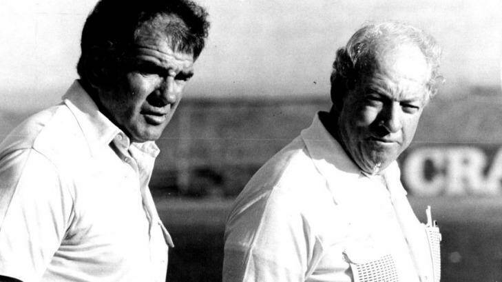 Right-hand man: Ron Massey with legendary coach Jack Gibson during Parramatta's breakthrough premiership year of 1981. Photo: Fairfax Archive