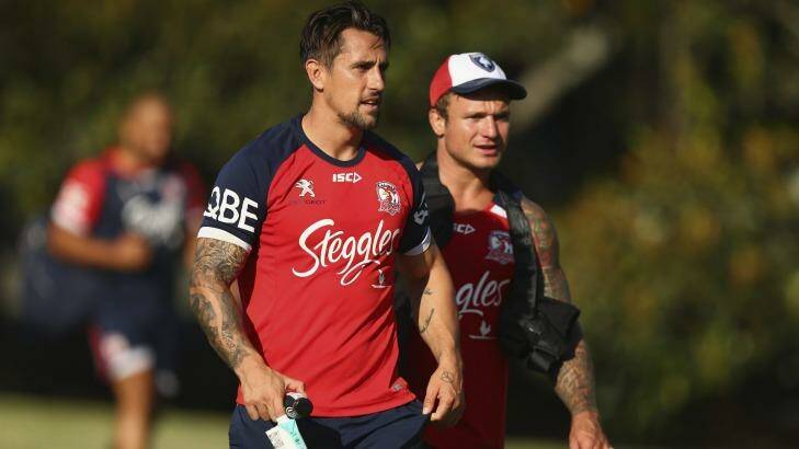 Leaders: Roosters co-captains Mitchell Pearce and Jake Friend. Photo: Ryan Pierse