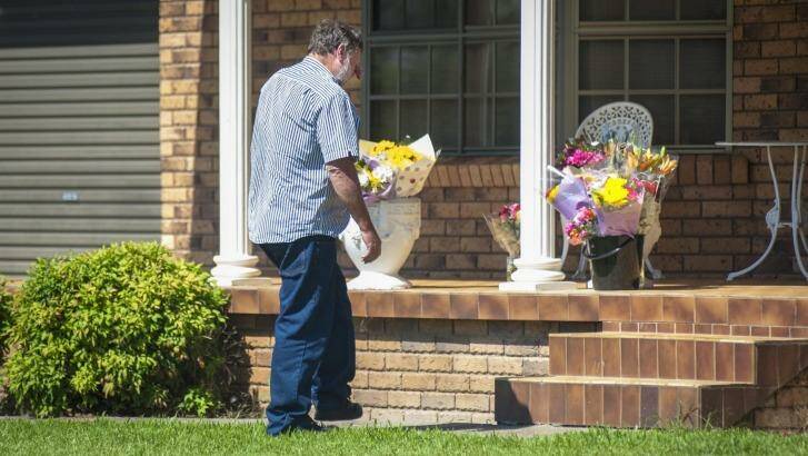 Phillip Hughes' father, Greg, arrive back at the family home in Macksville on Saturday. Photo: Rob Wright